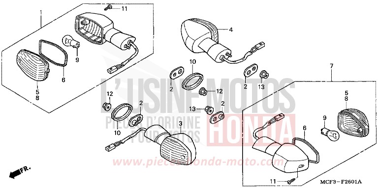 WINKER (VTR1000SP2/3-E/ED/F/U) (VTR1000SP4/5/6) for VTR1000 SP-2 ROSS WHITE (NH196B) from 2003